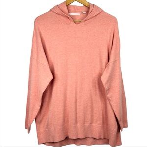 Only Peach Coloured Viscose Fleece Knit 3/4 Sleeve Loose Fit Hooded Pullover XXL